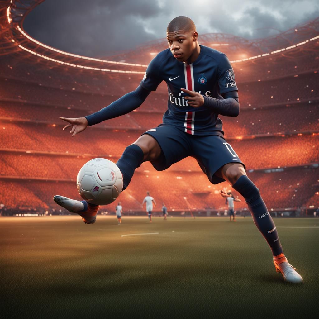 Mbappe Soccer Art in Detailed Matte Painting Style