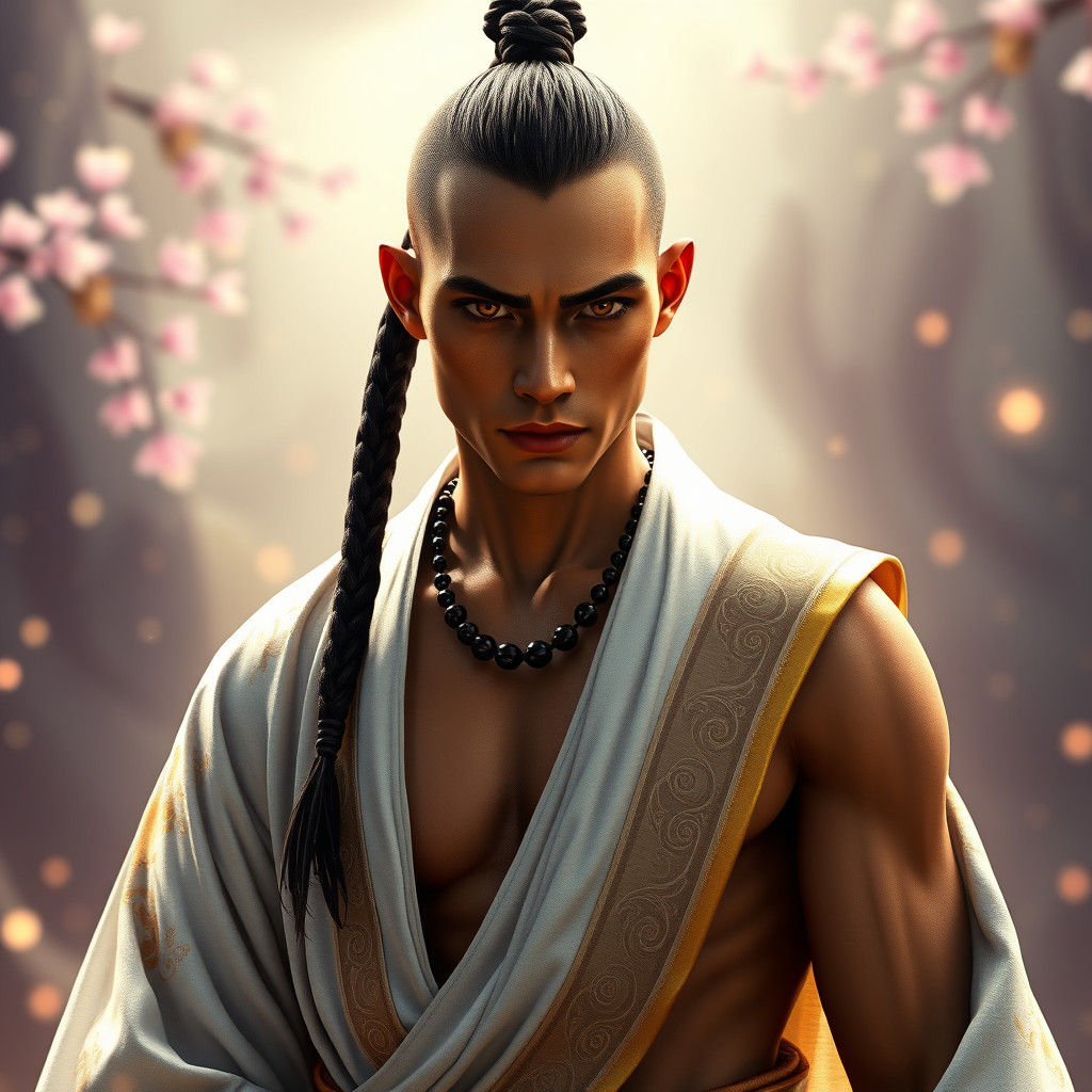 Mystical Monk Portrait in Hyper-Realism Style