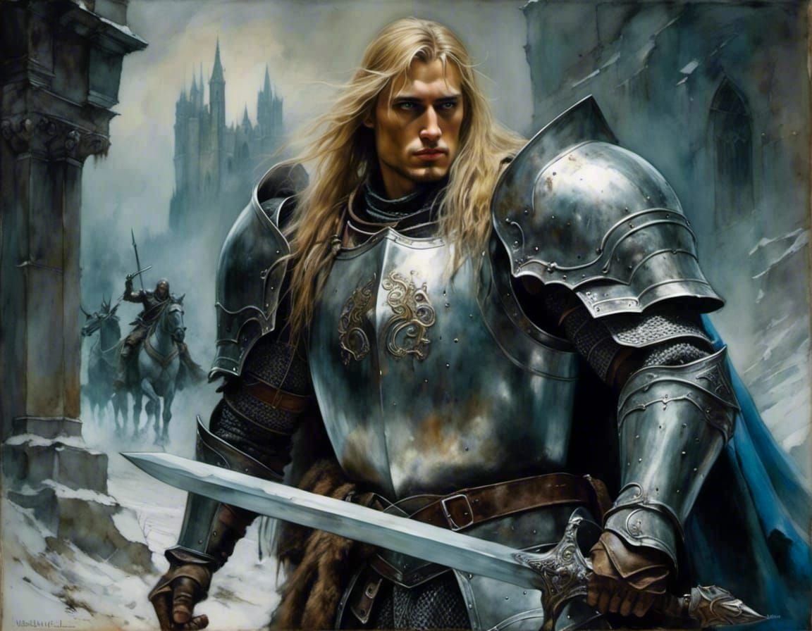 Knight Prince Arthas in Battle, Impressionistic Oil Painting