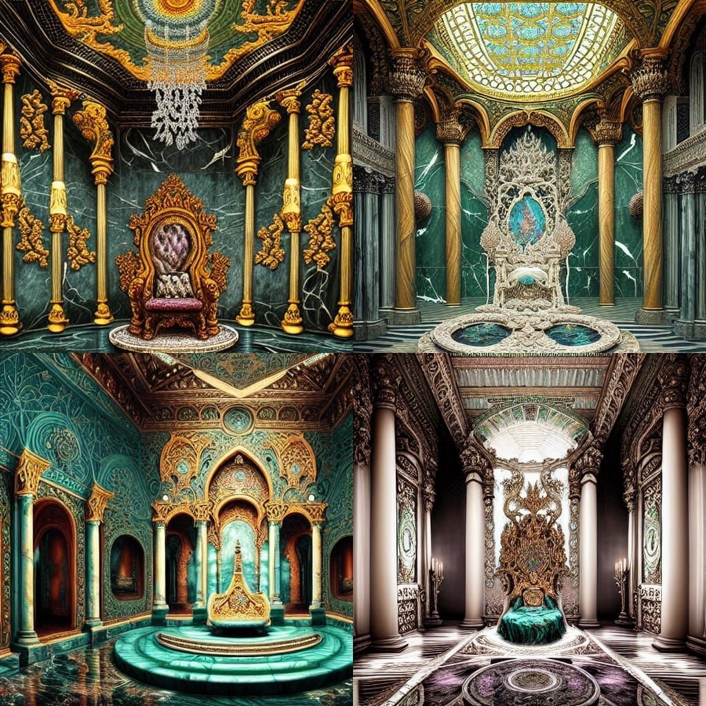 Goddess Throne Room in Jade Marble, Hyperdetailed Art