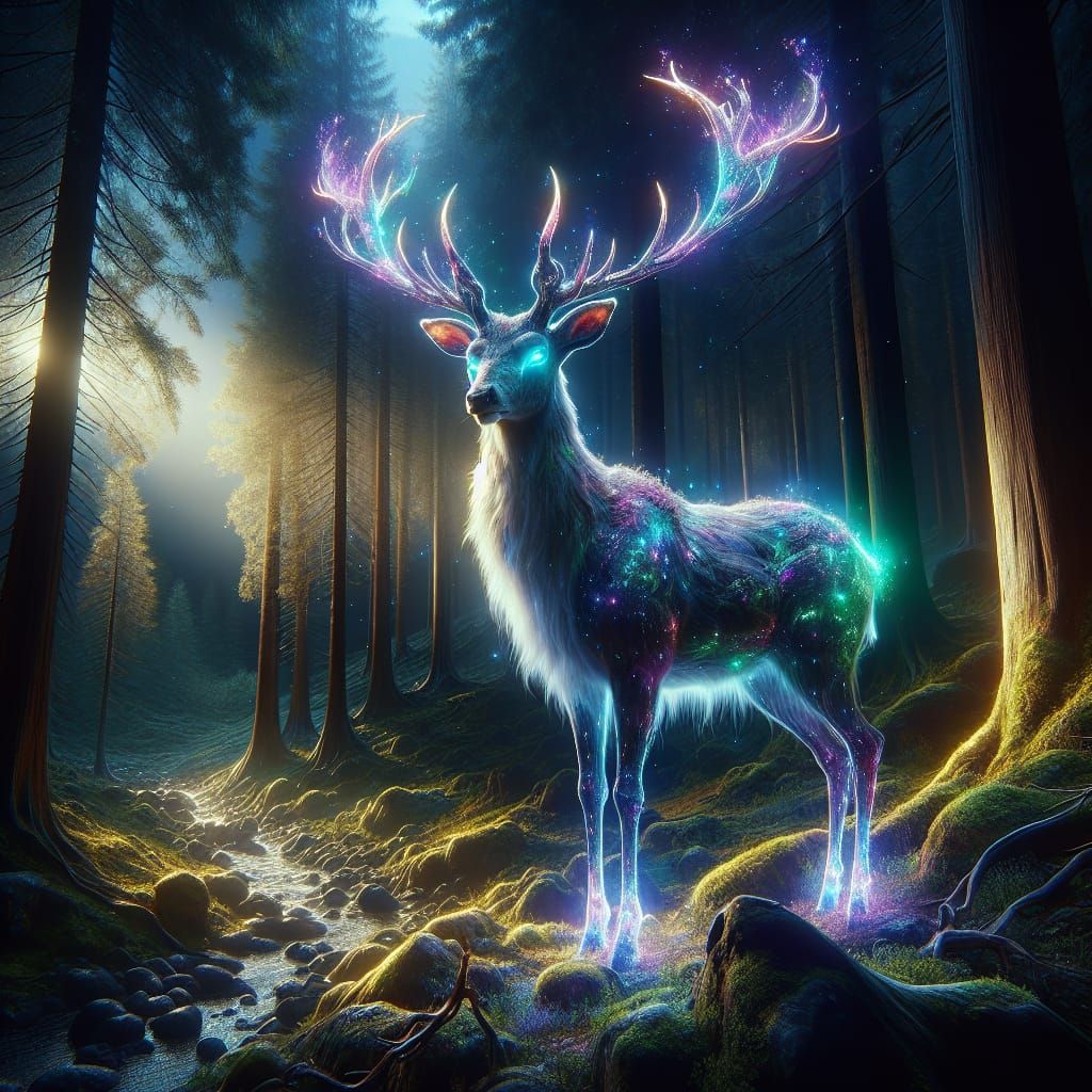 Majestic Spirit Stag in Mystical Forest Habitat