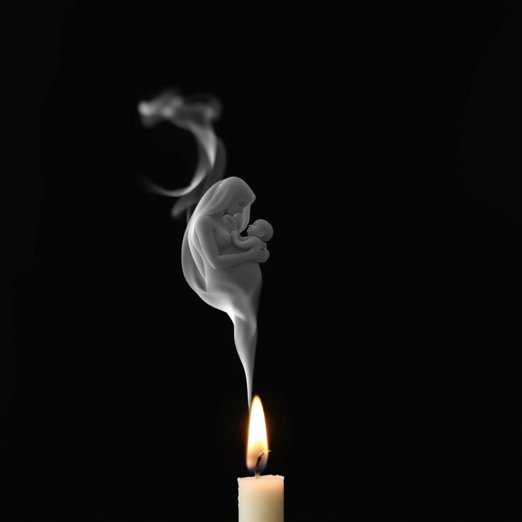 Candle Flame Transforms into Mother and Baby