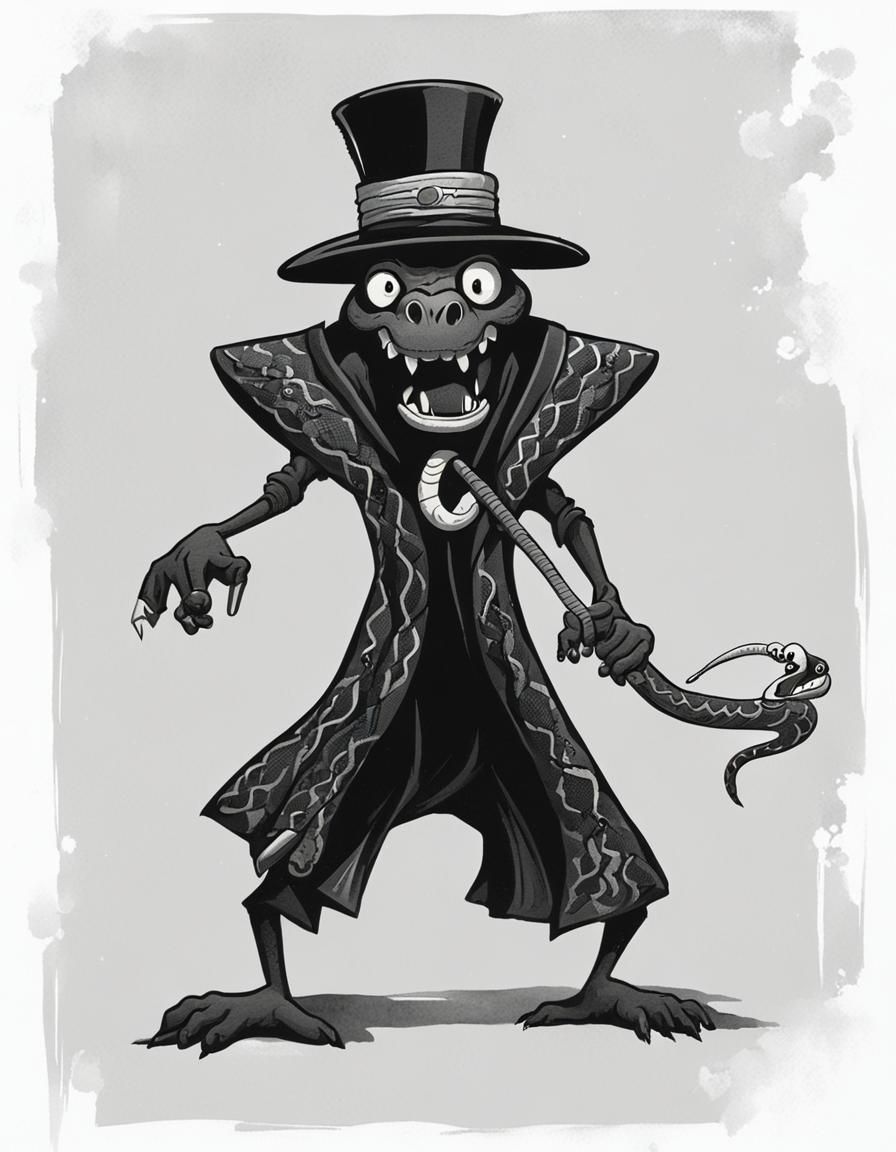 Cartoon Snake Voodoo in 1930s Style