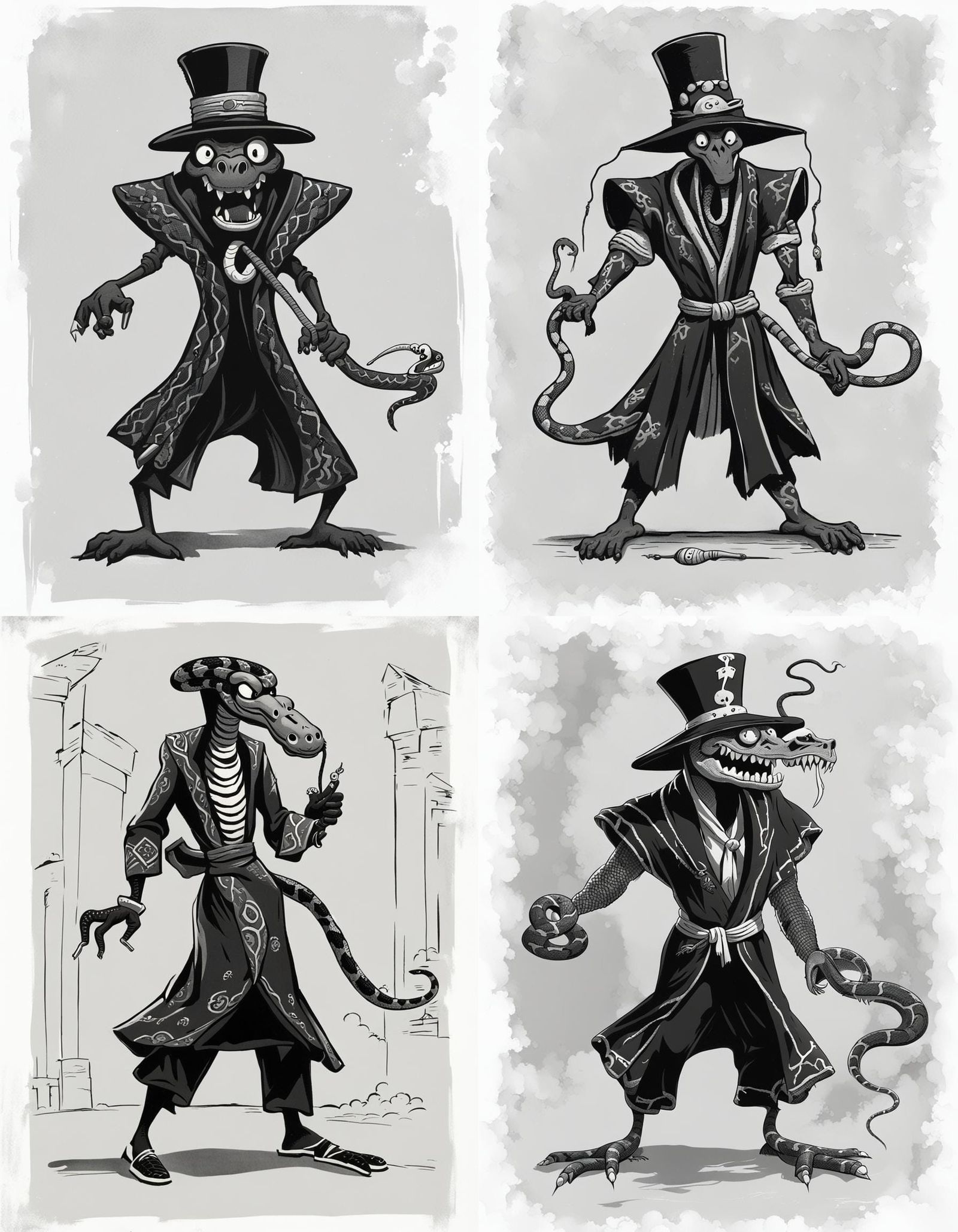 Cartoon Snake Voodoo in 1930s Style