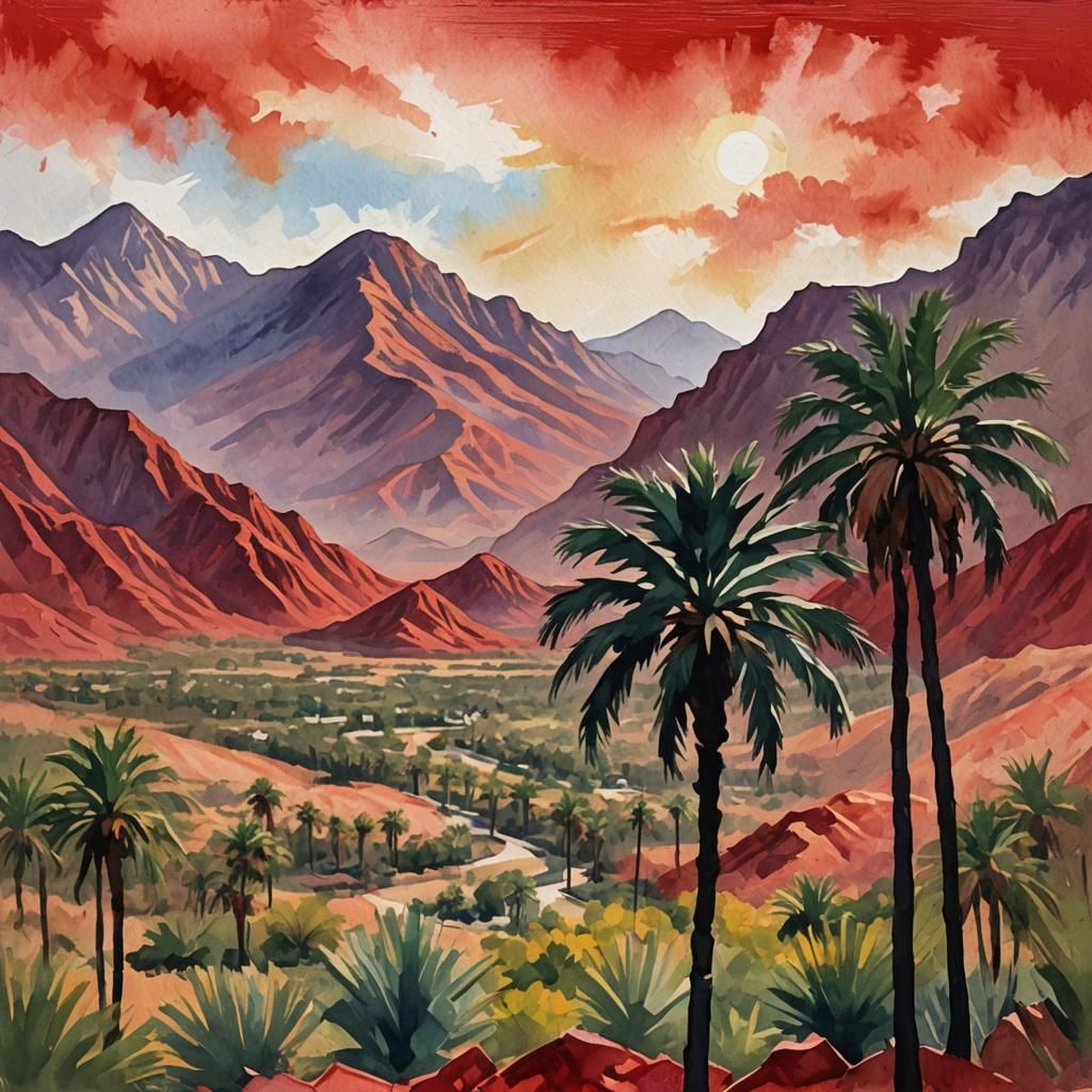 Palm Silhouette: Gouache and Watercolor Impression