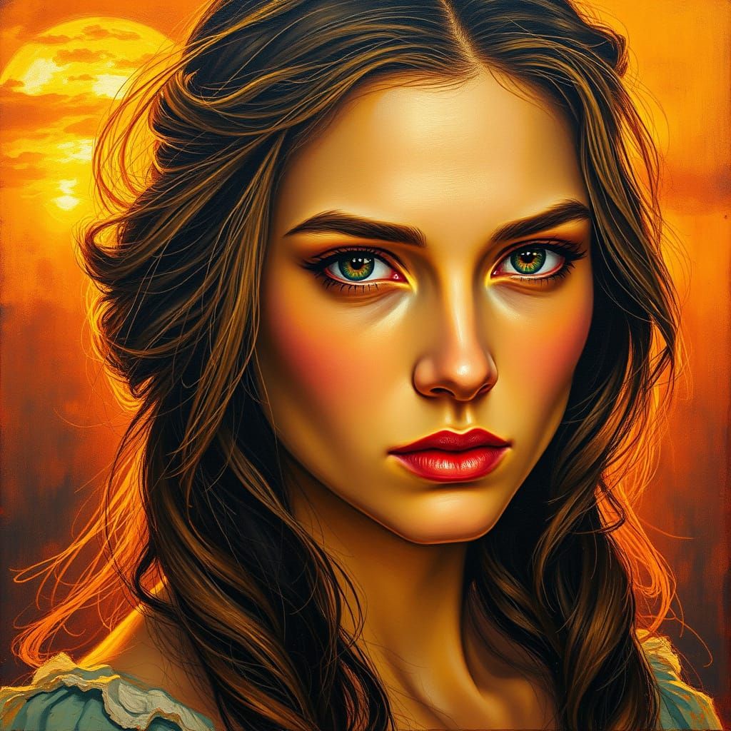 Ethereal Portrait of a Golden Goddess