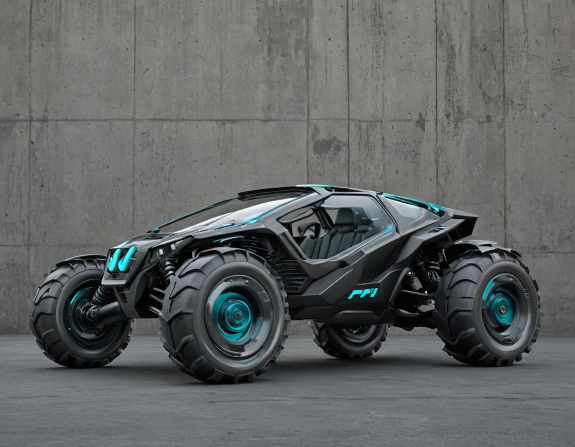 Cyberpunk Bubble Buggy with Teal Chevrons