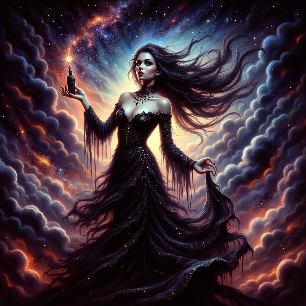 Cosmic Star Hair in Dark Fantasy Style