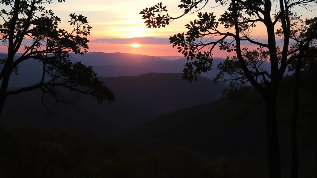 Appalachian Mountain Sunset Over Rolling Hills