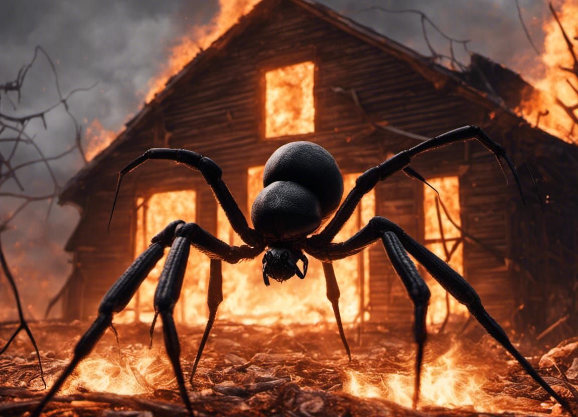 Black Widow Spider in Burning Barn