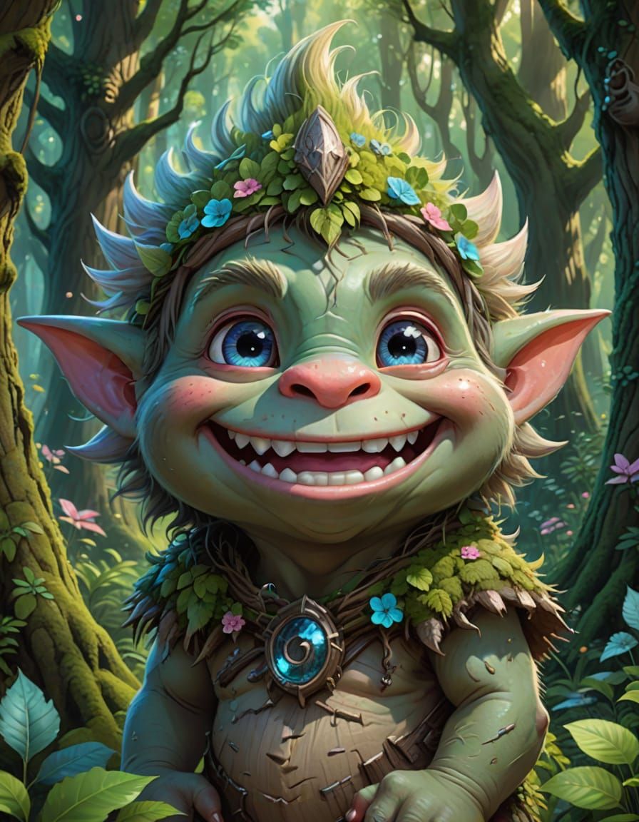 Chibi Troll Portrait in Anime Style