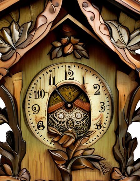 Beautiful fantasy cuckoo clock, hyper detailed, elaborate wi...