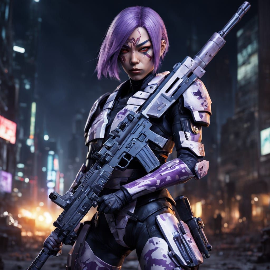 Cyborg Stealth Assassin in Desert Armor, Ready for Battle