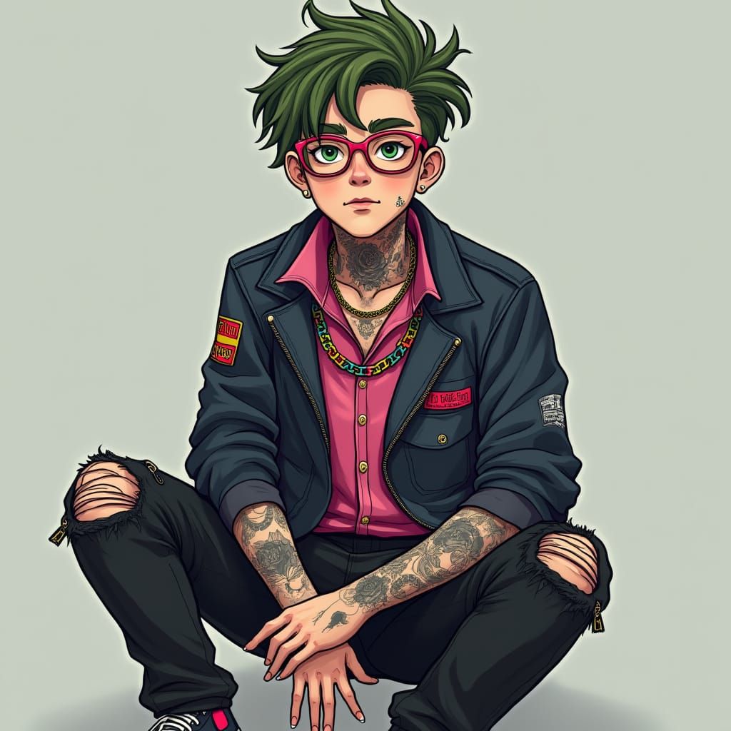 Urban Portrait of Pine with Rose Tattoo and Redbull Jacket