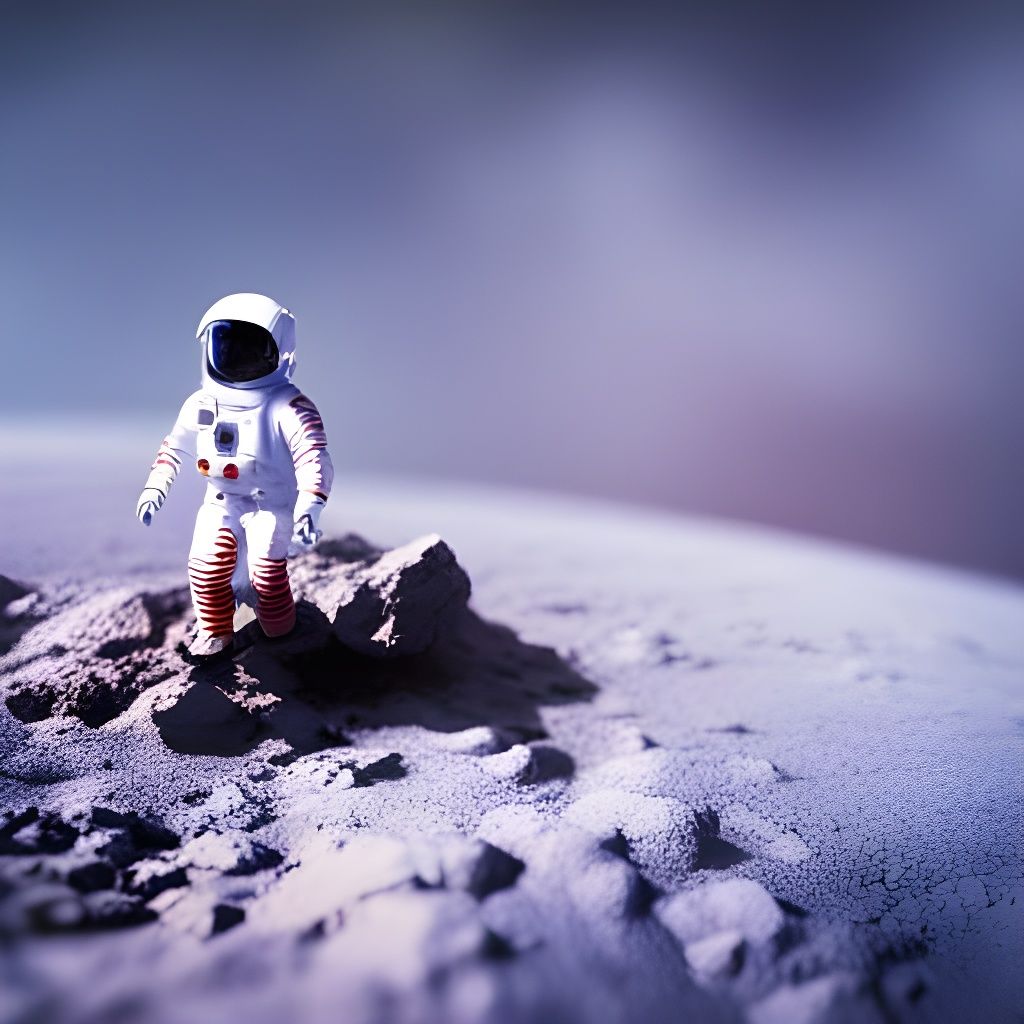 Hyperrealistic Miniature Astronaut's Planetary Exploration