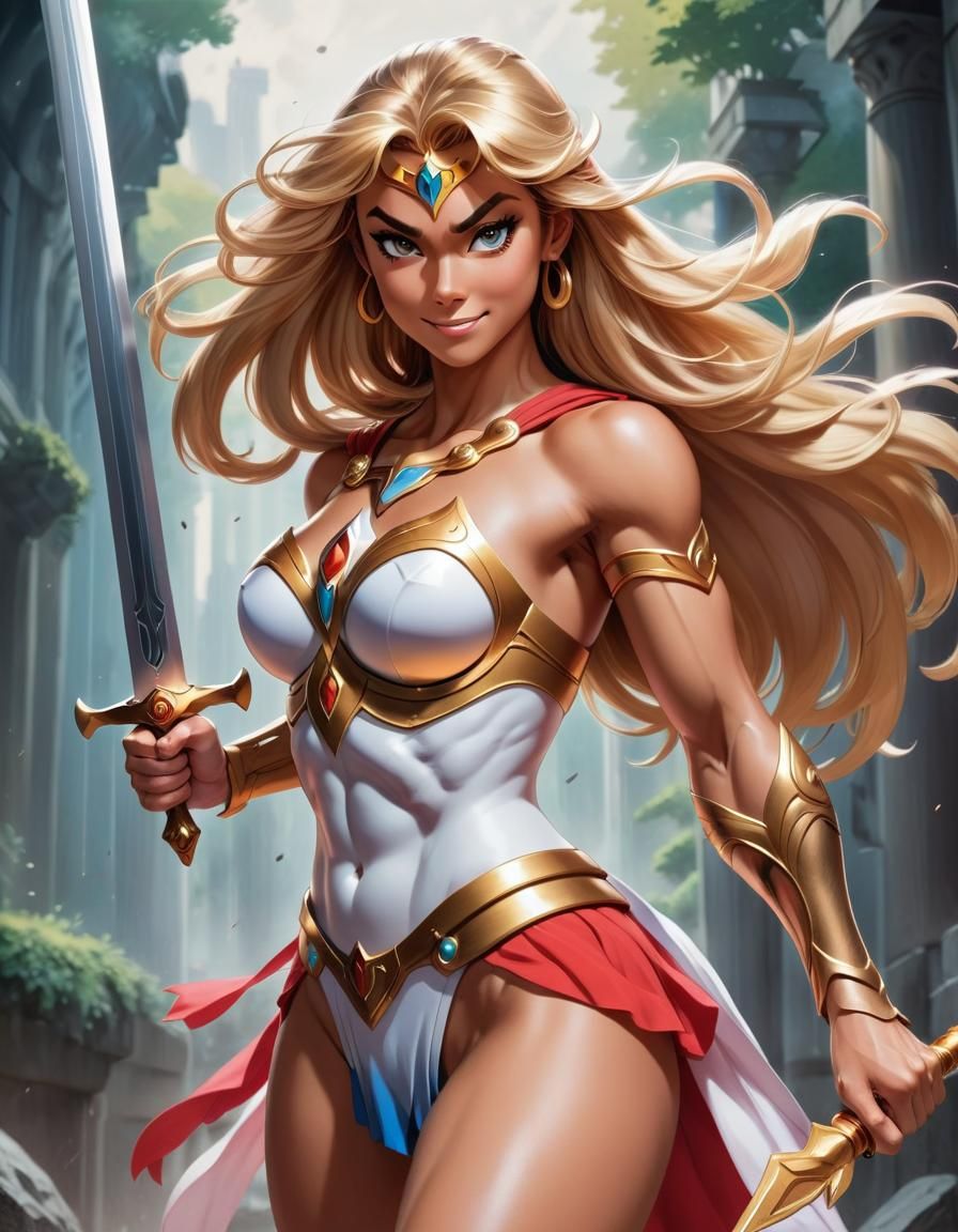 Dynamic She-Ra Portrait in Manga Anime Style
