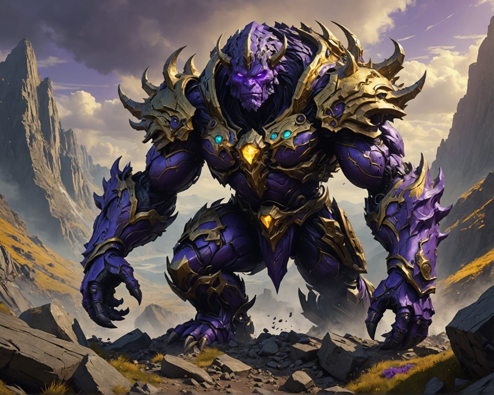 Earth Elemental on Landslide: Dark Fantasy Art