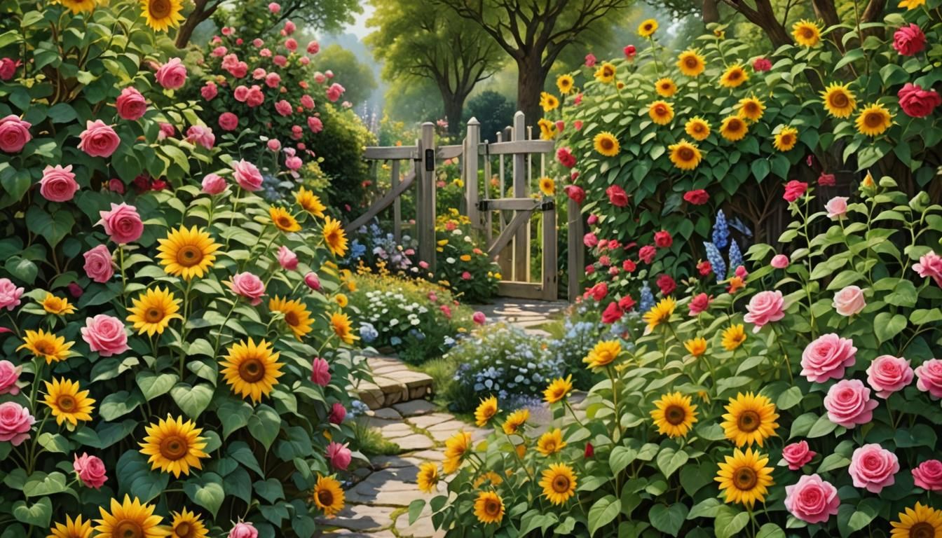 Hyperrealistic Flowers in Bloom: A Romantic Scene