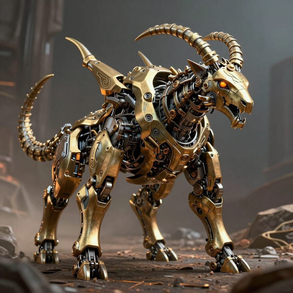 Mechanical Sagittarius Zodiac Creature in Sci-Fi Style