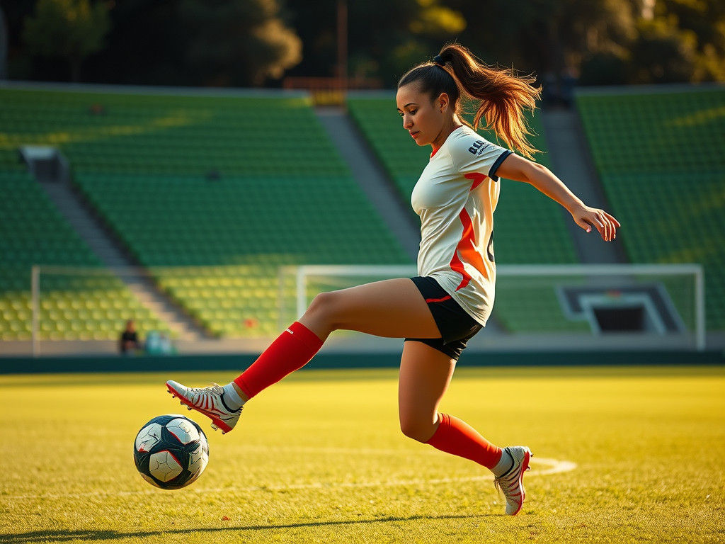 Soccer Player in Stadium: Photorealistic 8K Image
