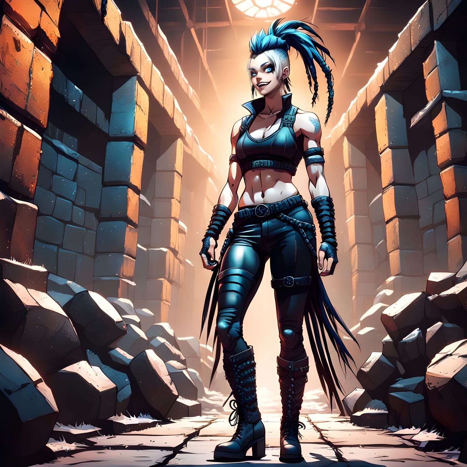 Anime Dungeon Delver in Well-Lit Dungeon