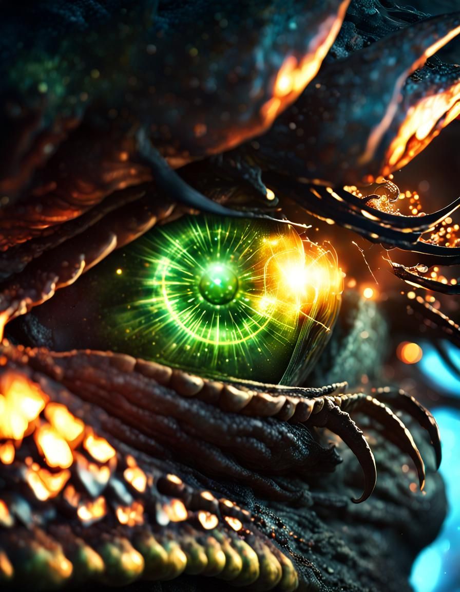 Basilisk's Eye Reflected in Battlefield, Fantasy Anime Style