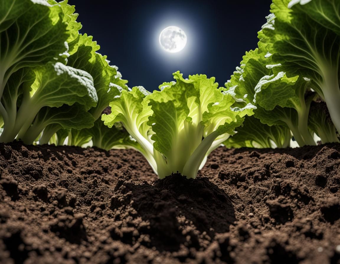 Worm's-Eye View of Garden Soil Backlit by Moon