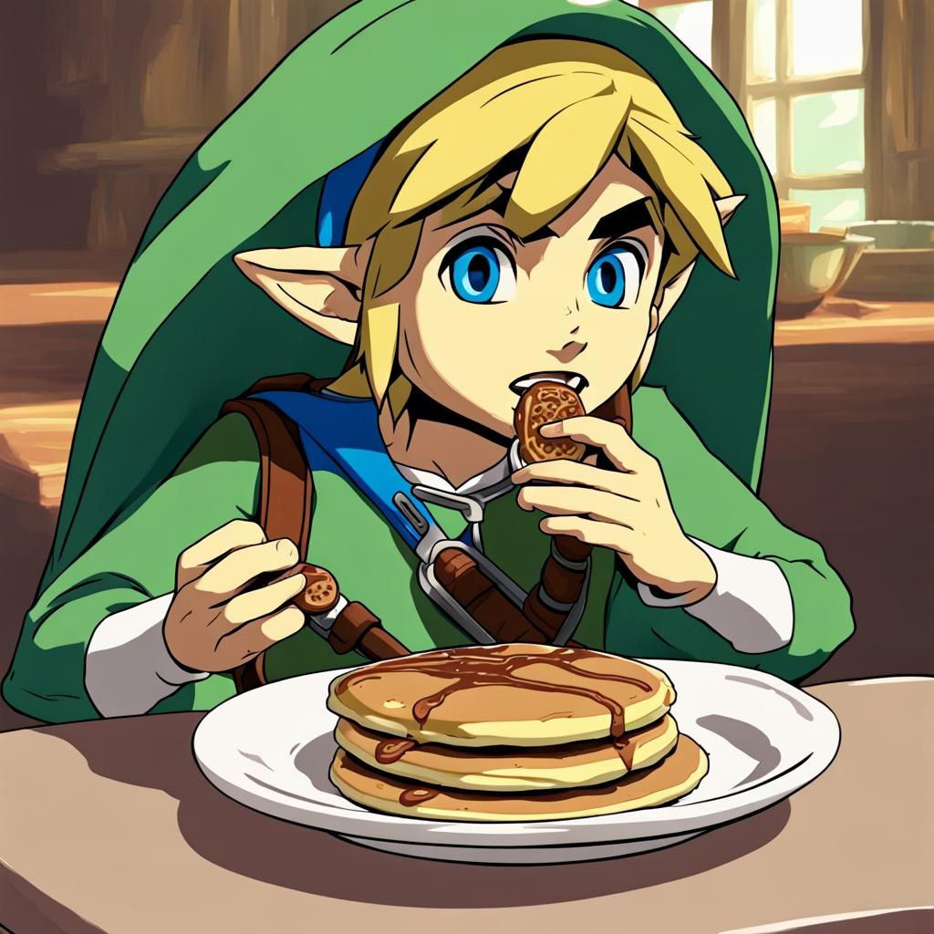 Link from Zelda Eats Pancakes