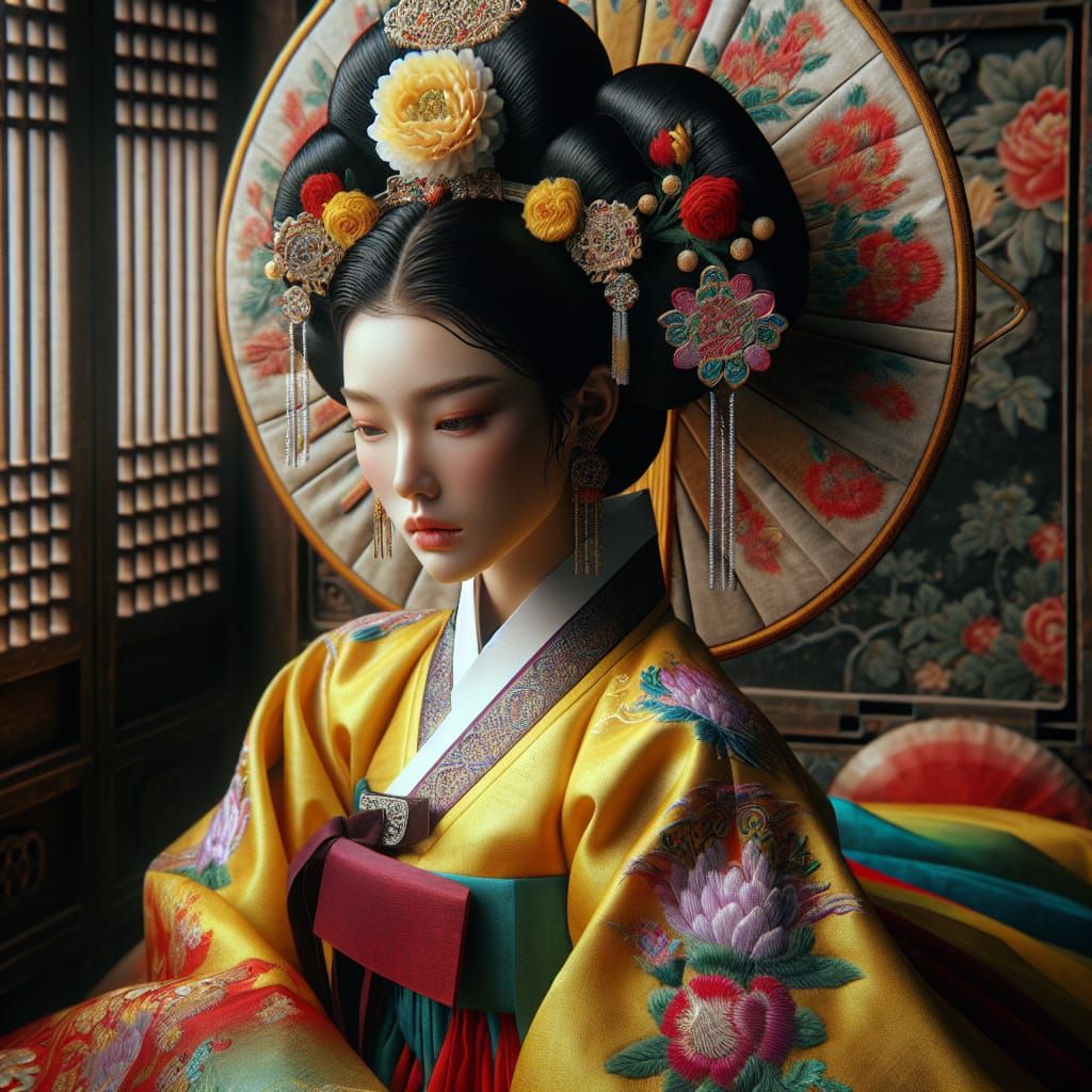 Korean Goddess Eopsin in Joseon Hanbok Attire