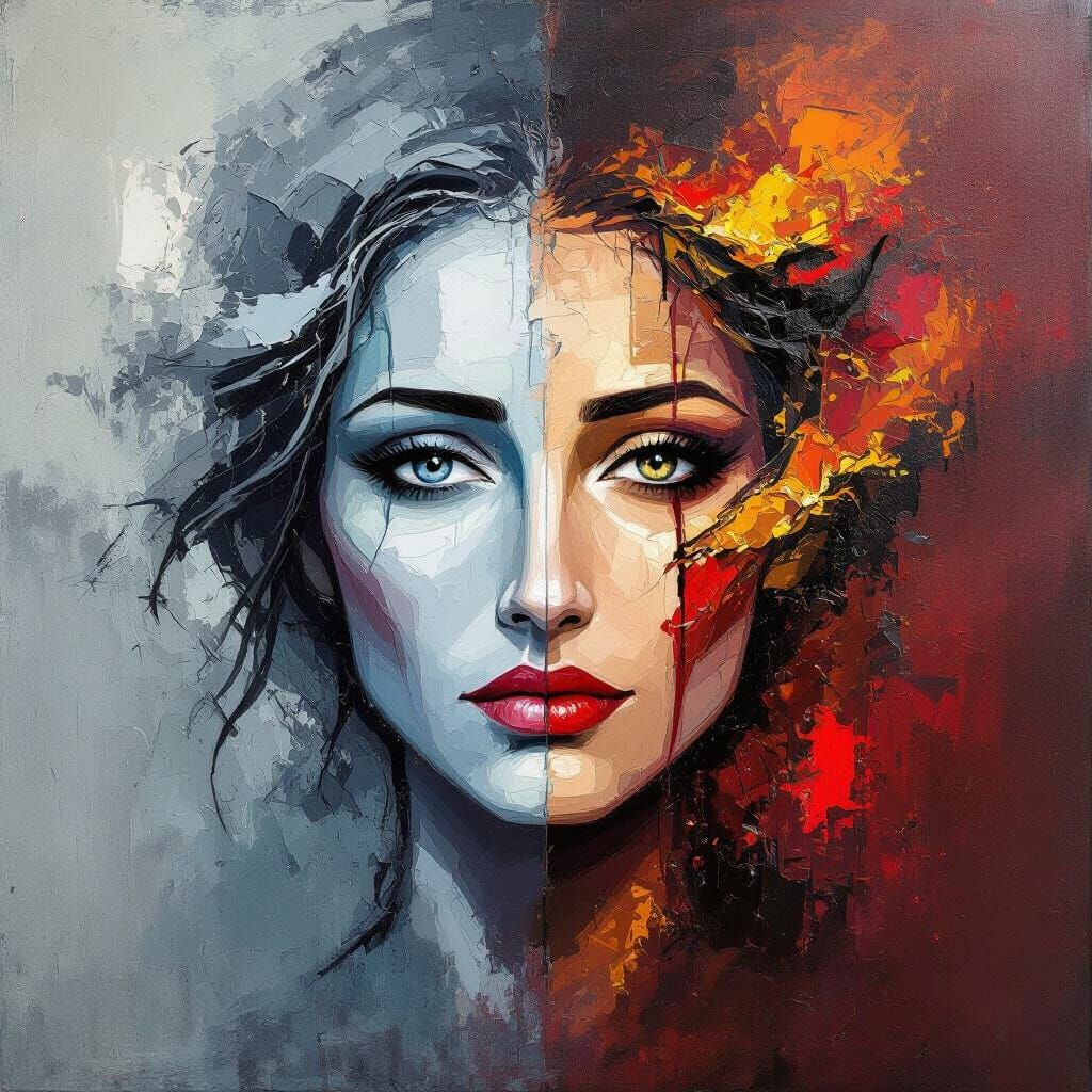 Abstract Portrait of Woman Symbolizing Inherited Silence