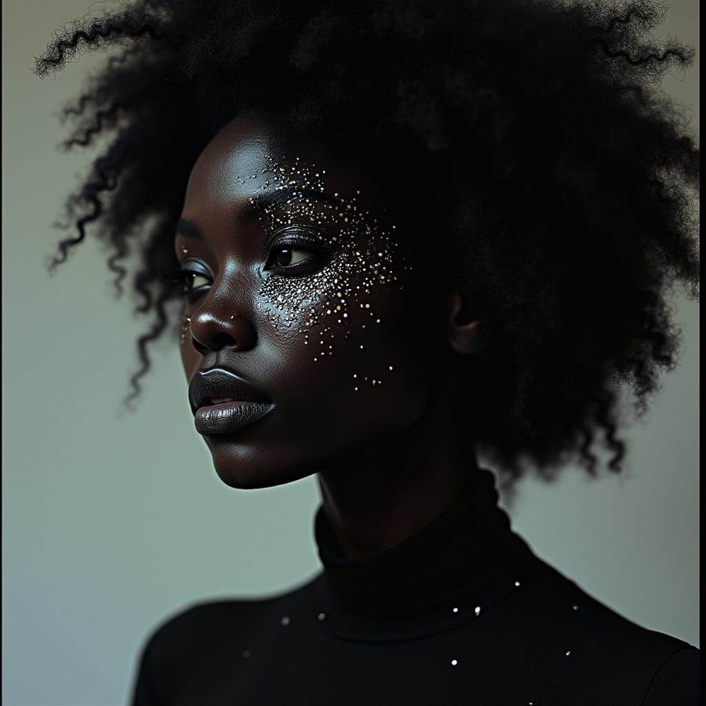 Glitch Portrait of a Black Woman with Raven