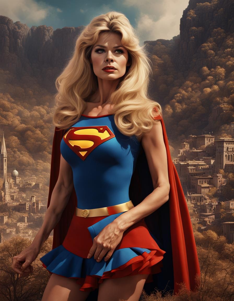 Brigitte Bardot as Supergirl: Detailed Matte Painting