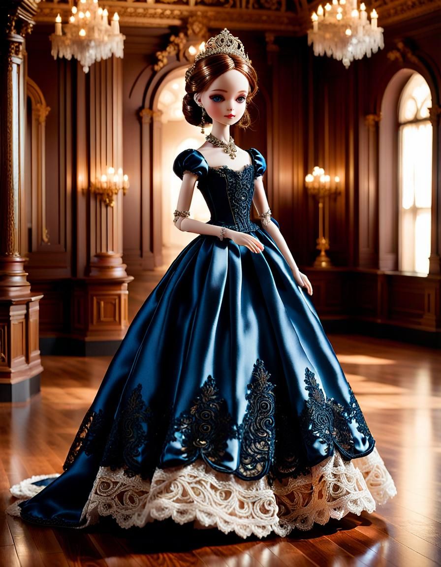 BJD Doll in Ballroom: High-Fashion Editorial Photography