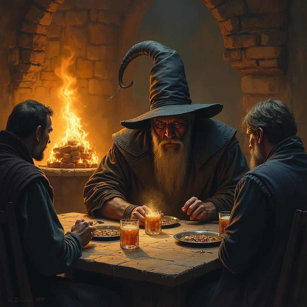 Belgarath in the Prancing Pony: Medieval Tavern Scene