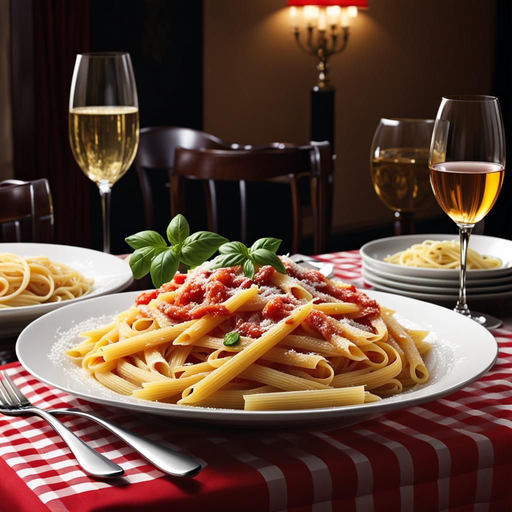 Delicious Pasta Dishes in Venice: Hyperrealistic Art