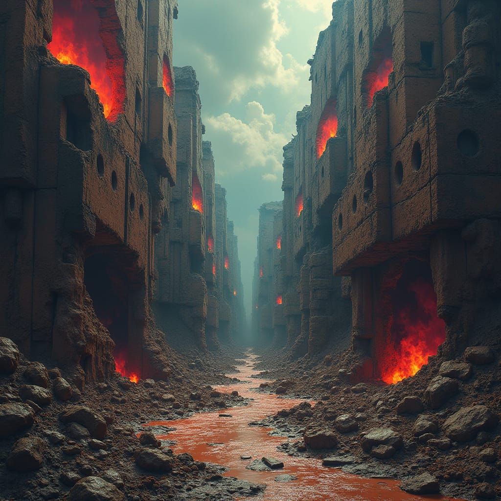 Surreal Dreamscape: World in Chaos, Dark Digital Art