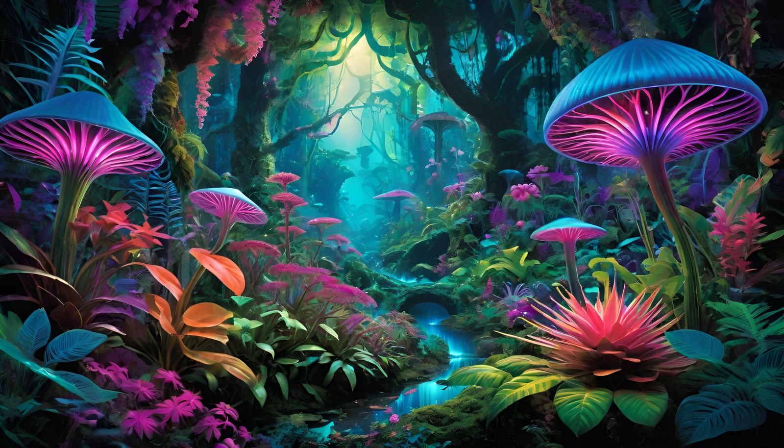 Psychedelic Jungle Wonderland: Magical, Glowing Plants