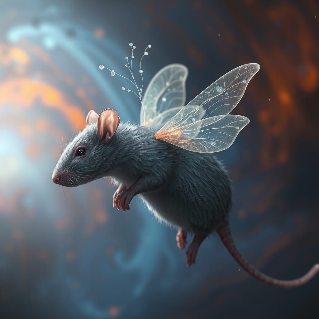 Majestic Rat with Delicate Fairy Wings in Vibrant, Whimsical...