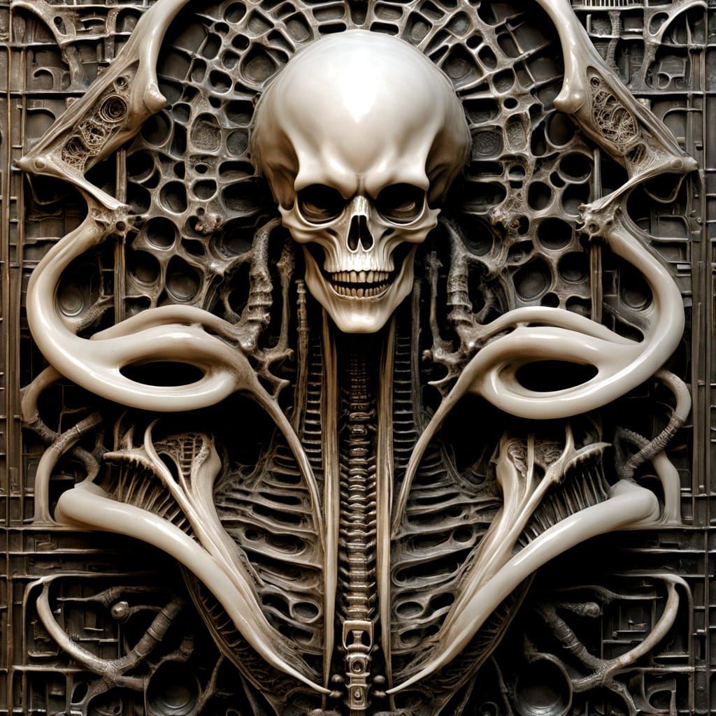 Biomechanical Cathedral in Chiaroscuro Style