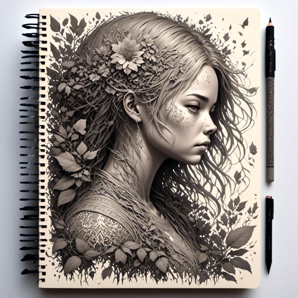 Notebook Inside Human Head: Hyperrealistic Detailed Image