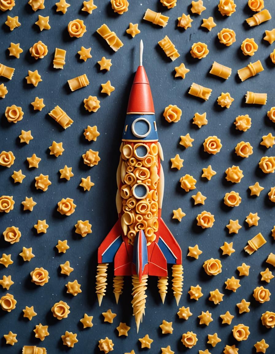 Pasta Rocket Against Twilight Sky