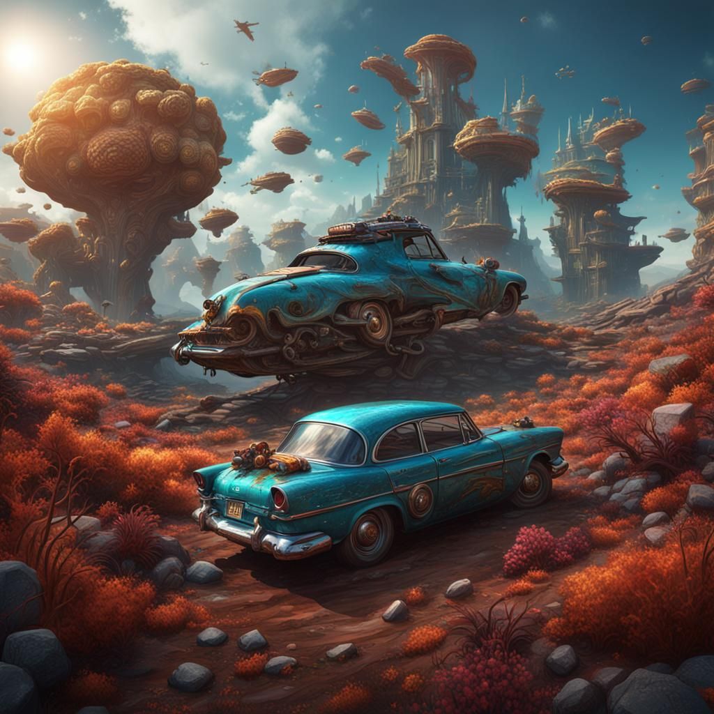 Flying Fish on Planet Sturd Car: Fantasy Concept Art