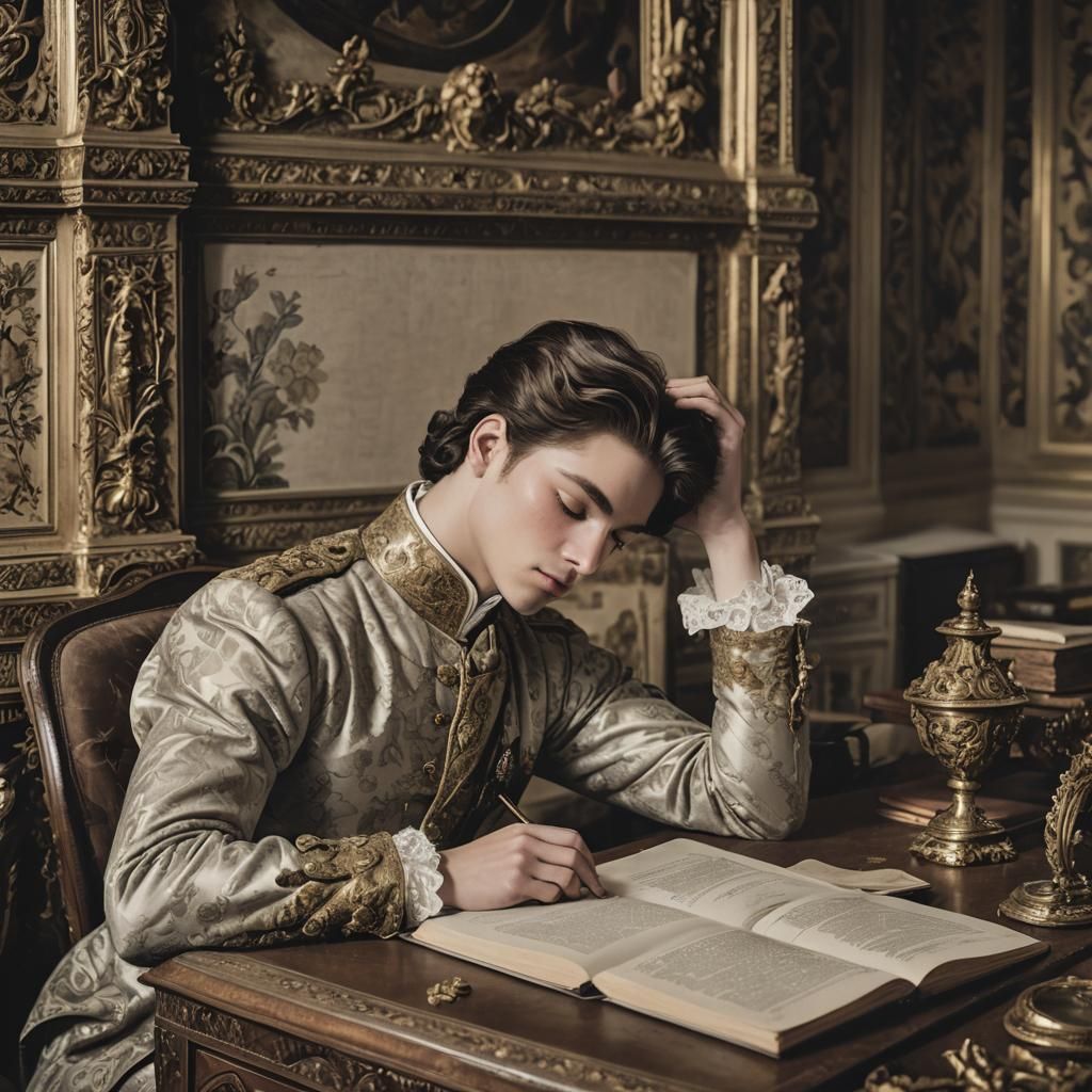 Young Prince Asleep in Elaborate Bedroom