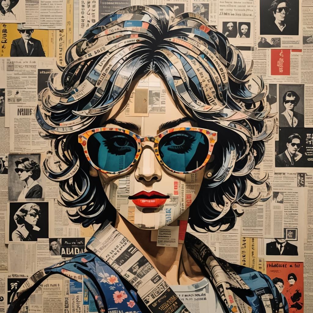 Maximalist Pop Art Portrait of French Woman