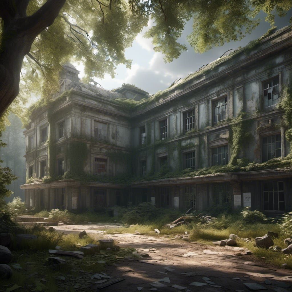 Abandoned Military Hospital in Forest: 3D Game Cinematic