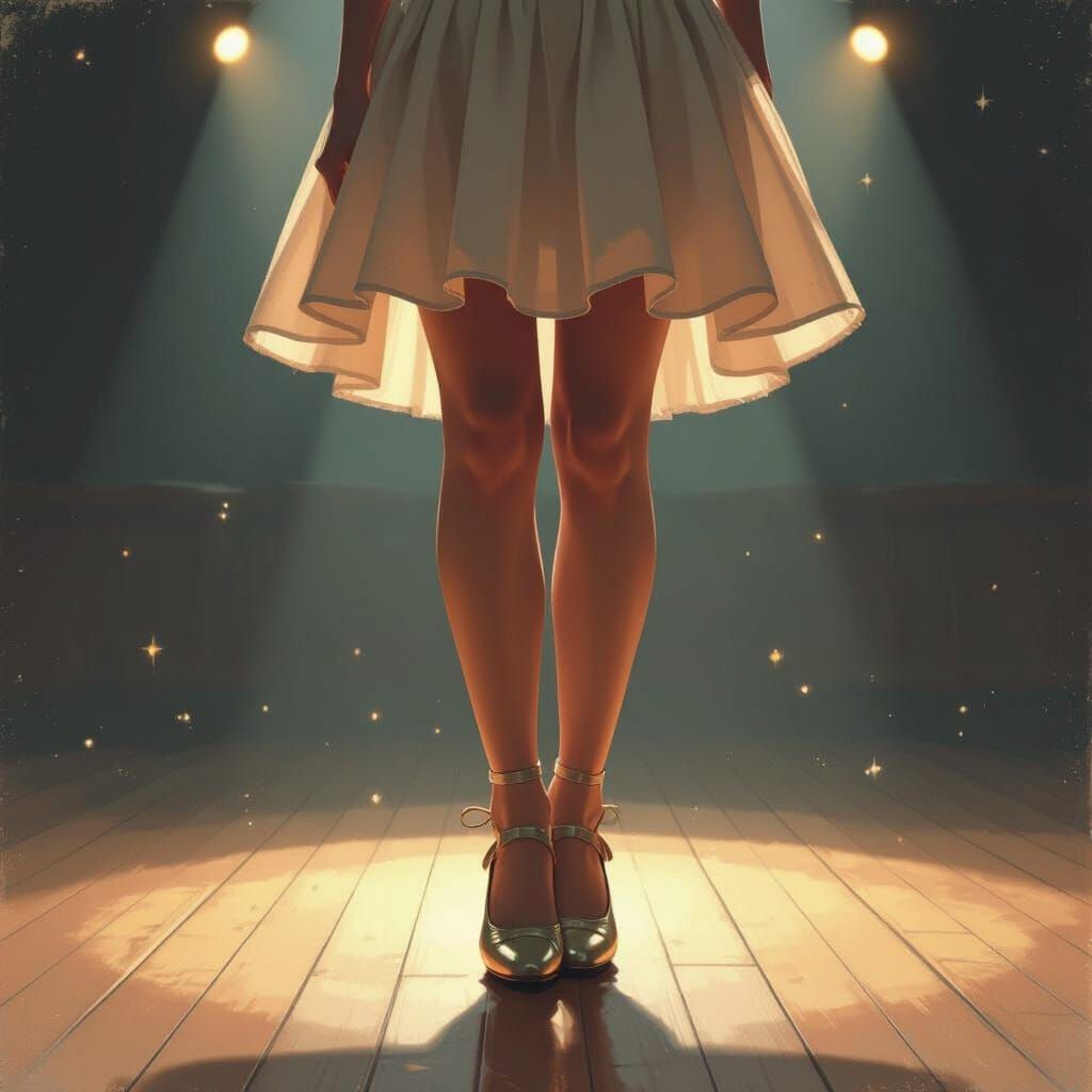 Woman in Vintage Tap Shoes on Dance Floor