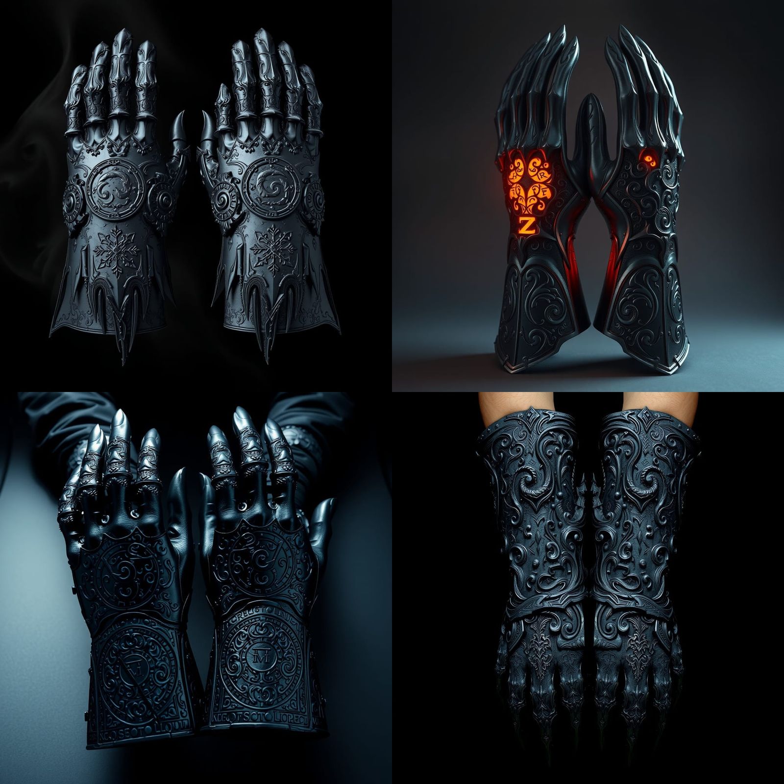 Onyx Shadow Battle Glove with Dark Runes