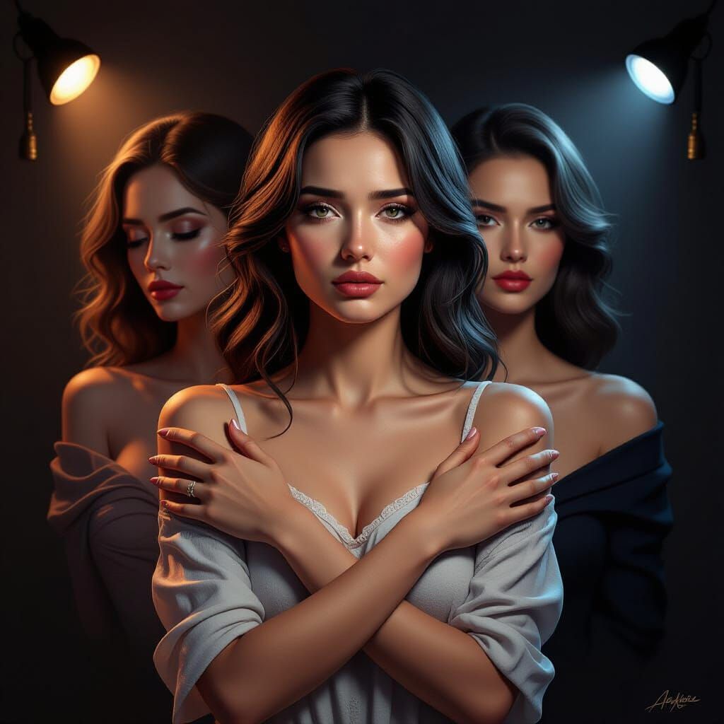 Surreal Digital Painting of Multifaceted Woman