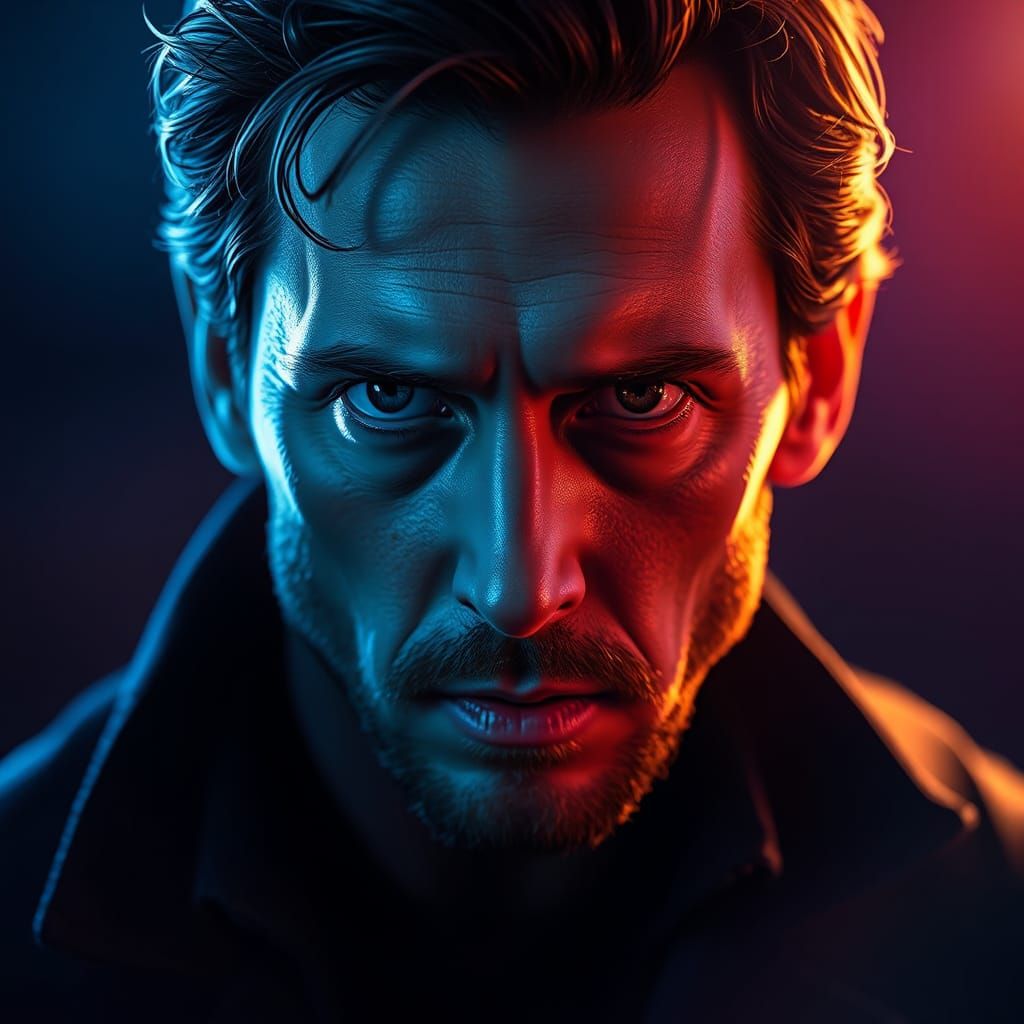 Dramatic Portrait with Intense Gaze