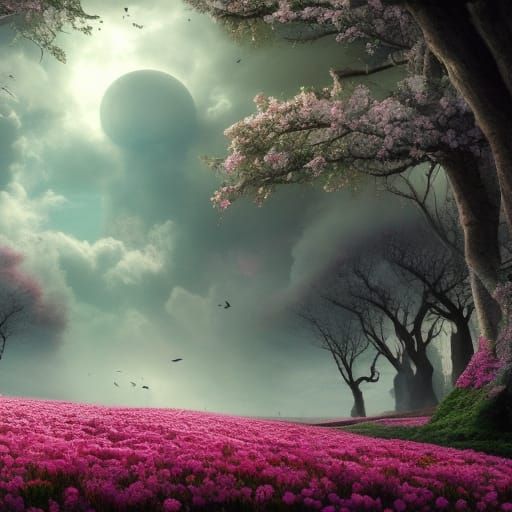 Epic Spring Arrival: Detailed Digital Matte Painting